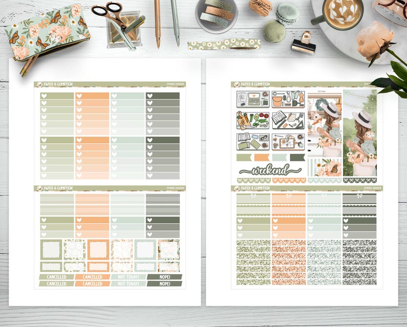 Spring Printable Planner Stickers Weekly Sticker Kit Spring Garden Erin ...
