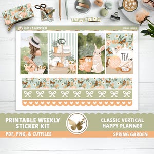Agenda imprimable autocollants Kit hebdomadaire Happy Planner classique Jardin printanier Happy Planner hebdomadaire classique PNG Cricut Cutfile Lapin vert de Pâques