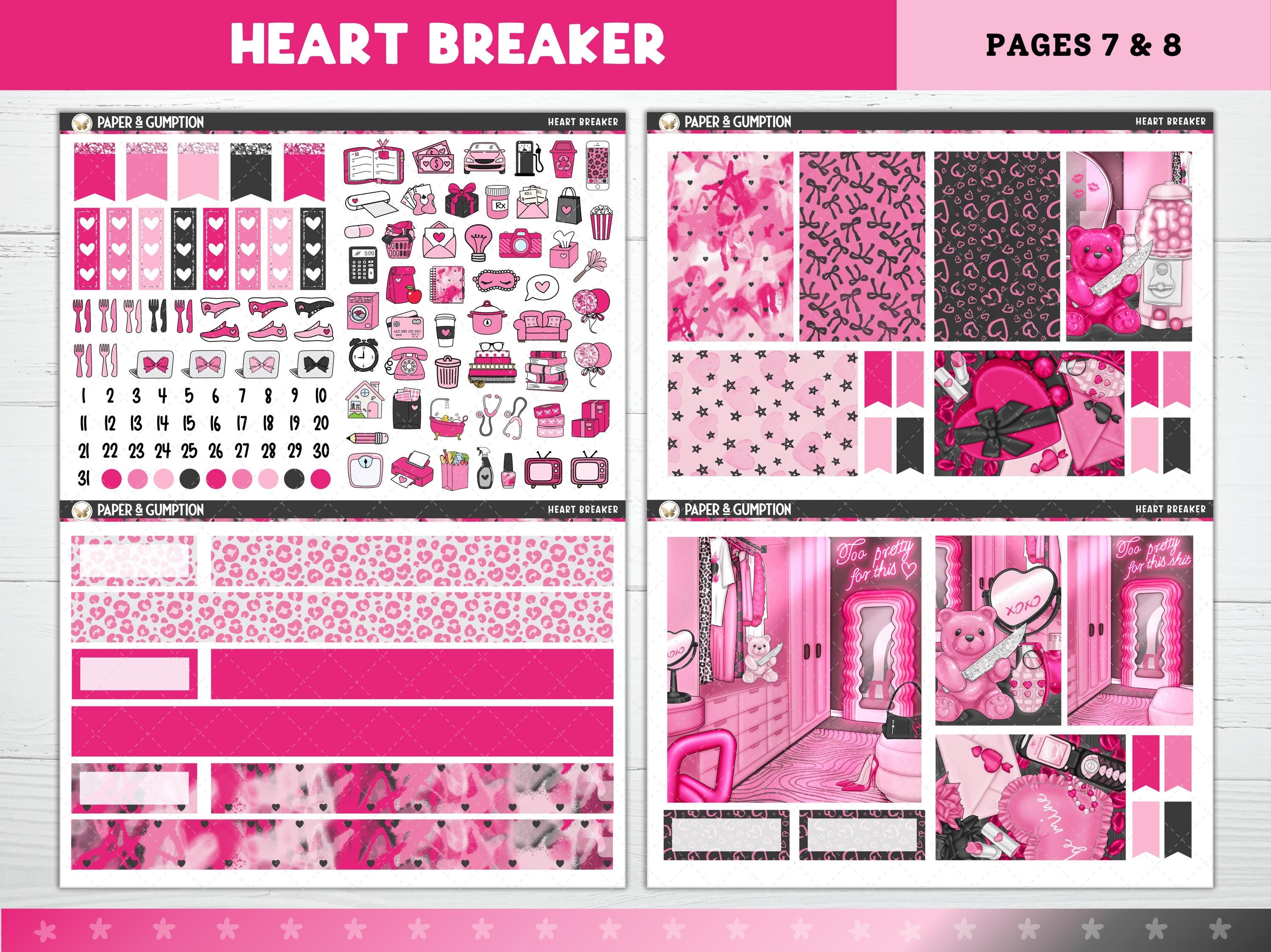 Valentines Day Printable Planner Stickers, Heart Breaker Weekly Kit for ...
