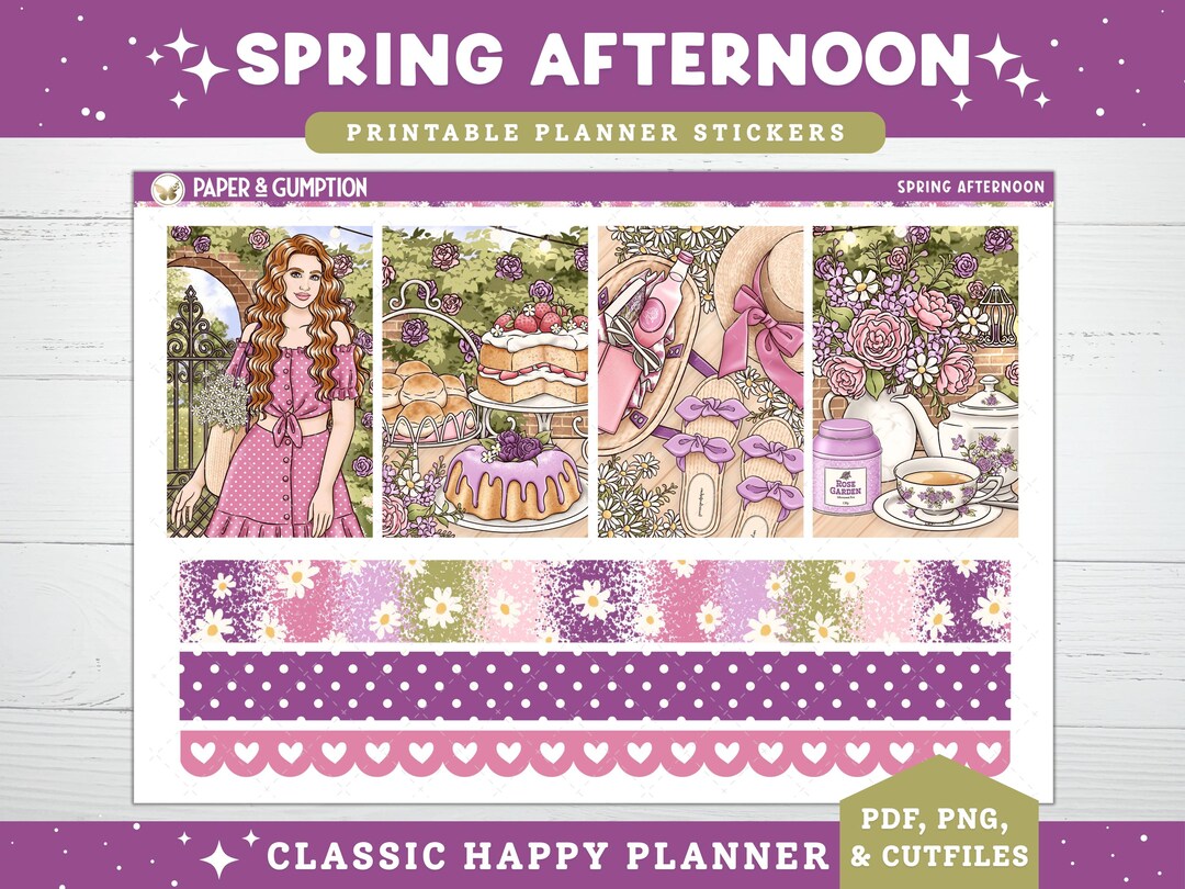 Spring Printable Planner Stickers, Spring Afternoon, Weekly Kit for ...