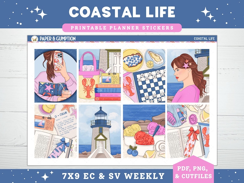 Printable Planner Stickers Coastal Life Weekly Sticker Kit Erin Condren ...