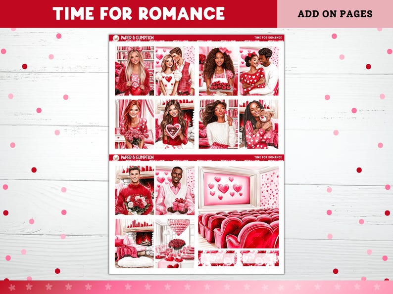Valentines Day Printable Planner Stickers, Time 4 Romance, Weekly Kit ...