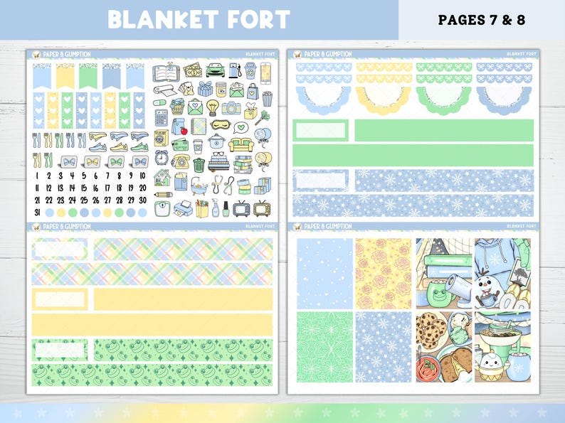 Winter Printable Planner Stickers, Blanket Fort, Weekly Kit for Erin ...