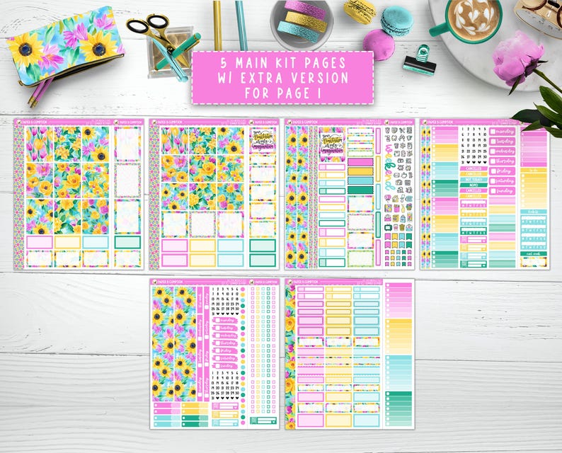 Printable Planner Stickers Summer Bloom Weekly Sticker Kit Erin Condren ...