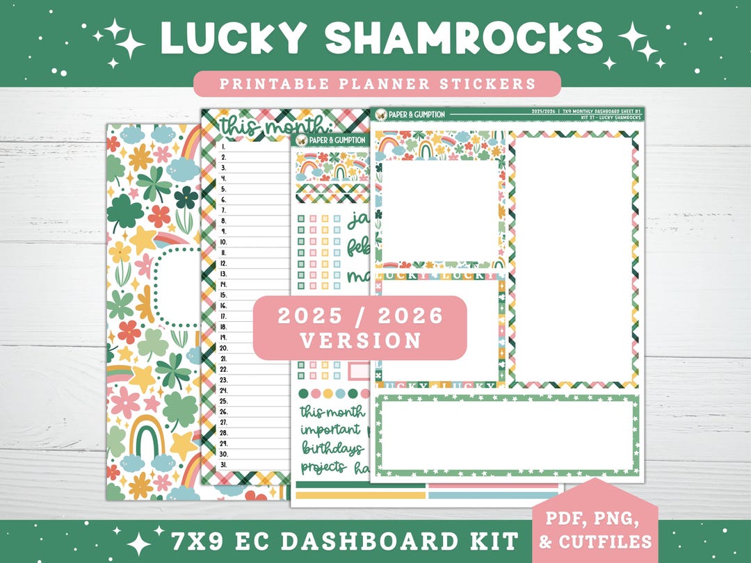 St Patricks Printable Planner Stickers, 2025/2026, Erin Condren 7X9 ...