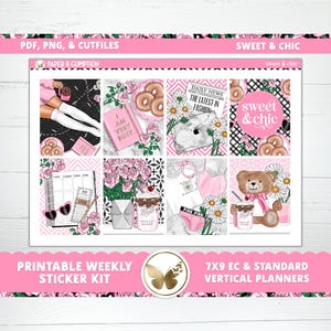 Lente afdrukbare planner stickers per week sticker Kit Sweet Chic Erin Condren sticker vellen verticale sticker Kit Cutfiles Cricut PNG zomer