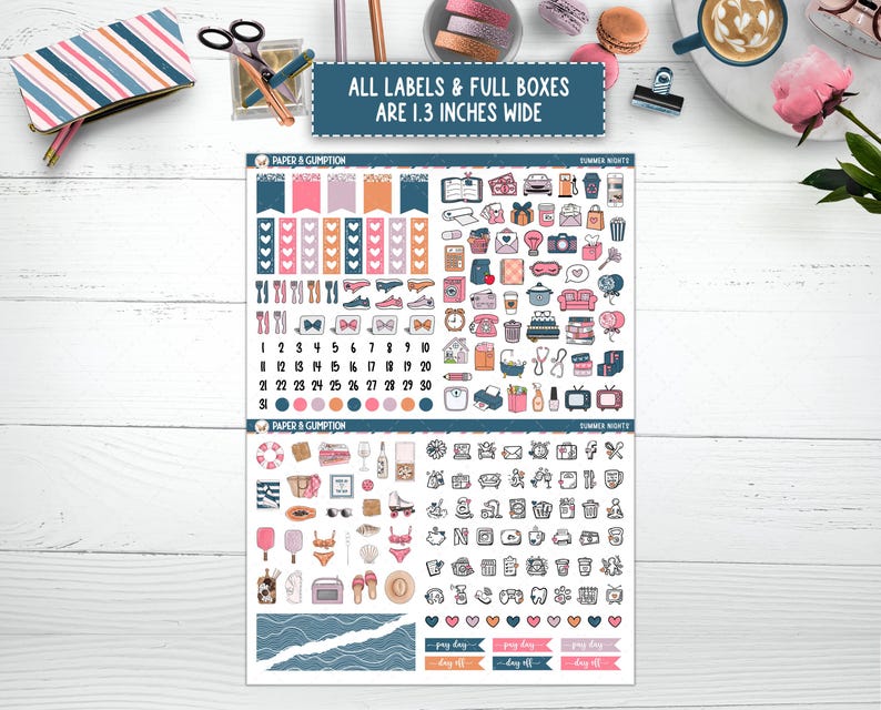 Printable Planner Stickers Hobonichi COUSIN Weekly Summer Nights A5 ...