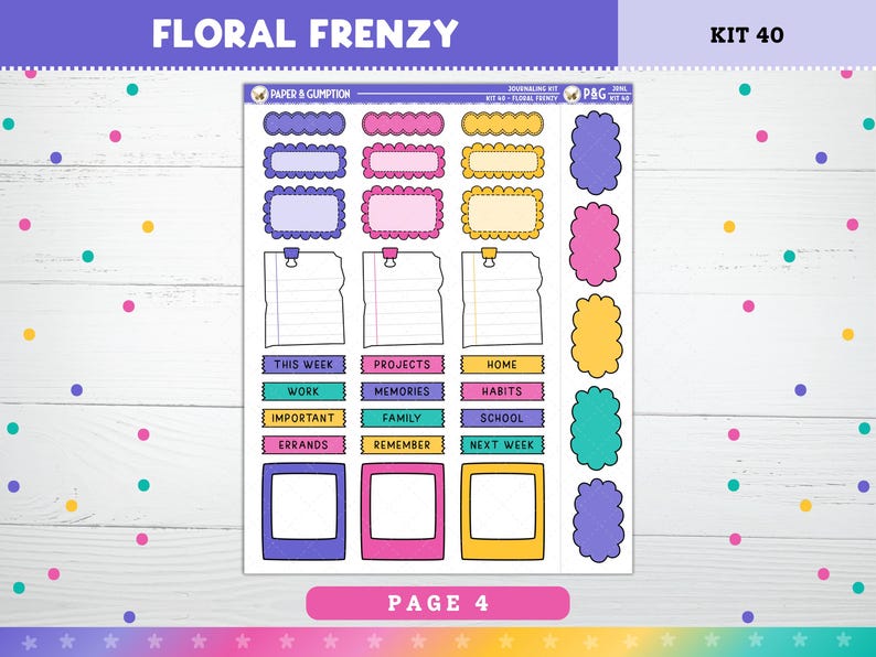 Spring Printable Planner Stickers, Floral Frenzy, Journaling Sticker ...