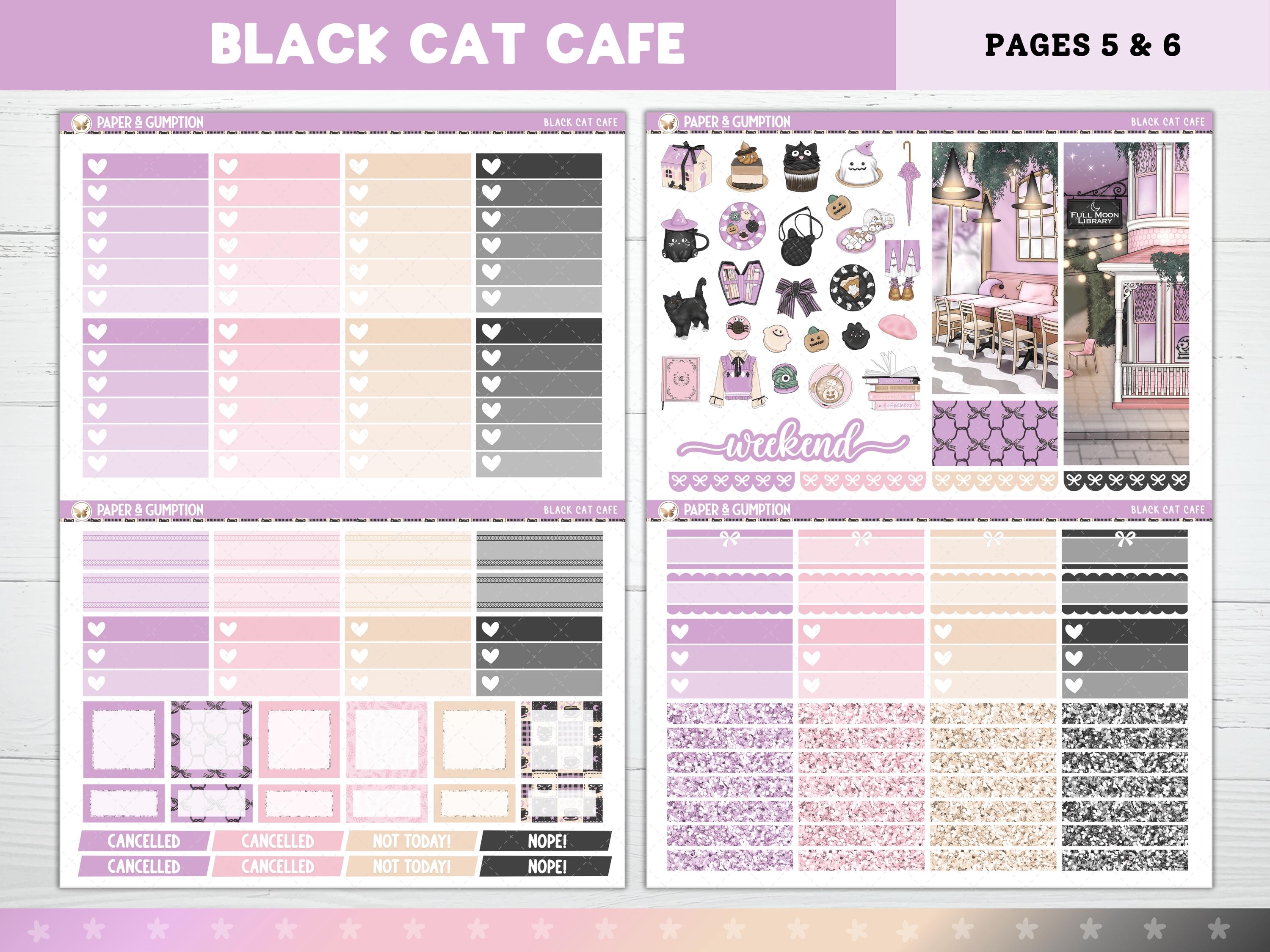 Printable Planner Stickers Black Cat Cafe Weekly Sticker Kit Erin ...