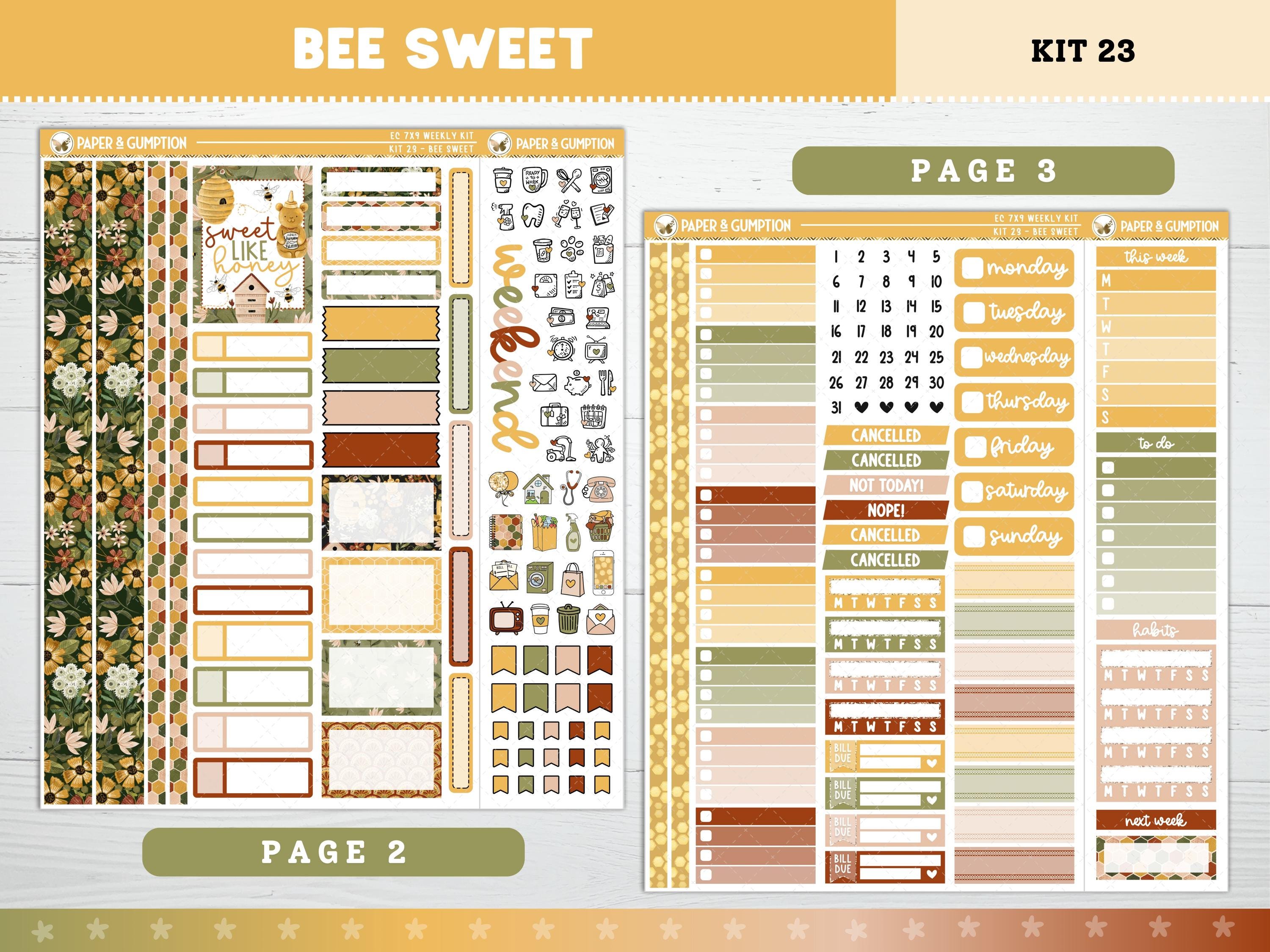 Printable Planner Stickers Bee Sweet Weekly Sticker Kit Erin Condren ...