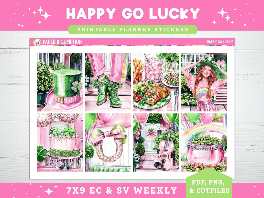 Printable Planner Stickers Vertical Weekly Kit Lucky Weekly Standard ...