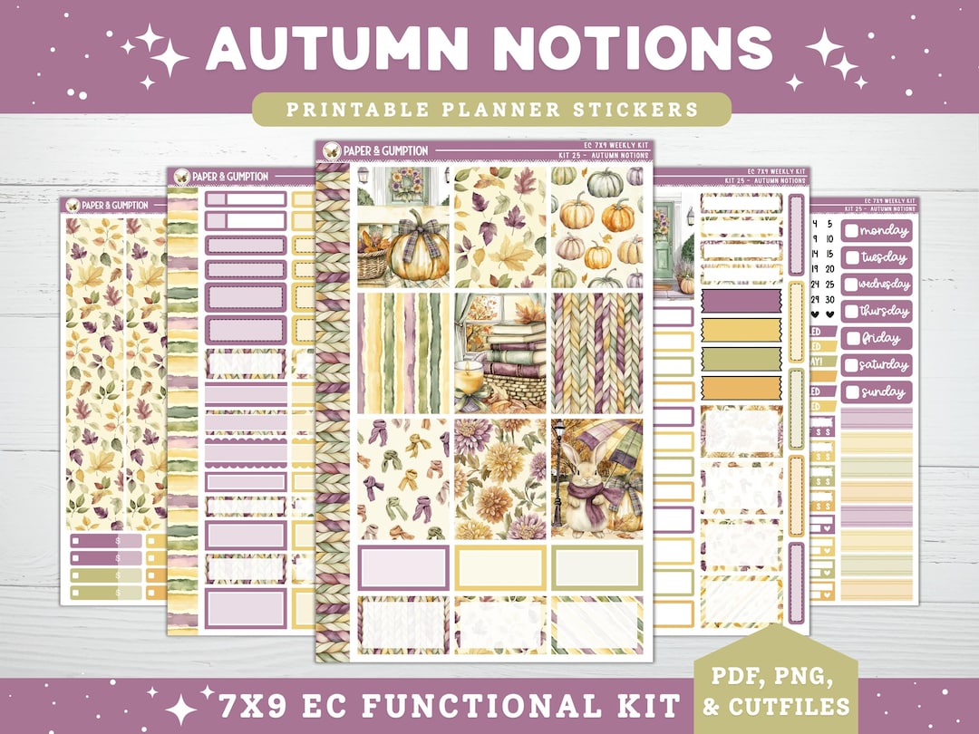 Printable Planner Stickers Autumn Notions Weekly Sticker Kit Erin ...