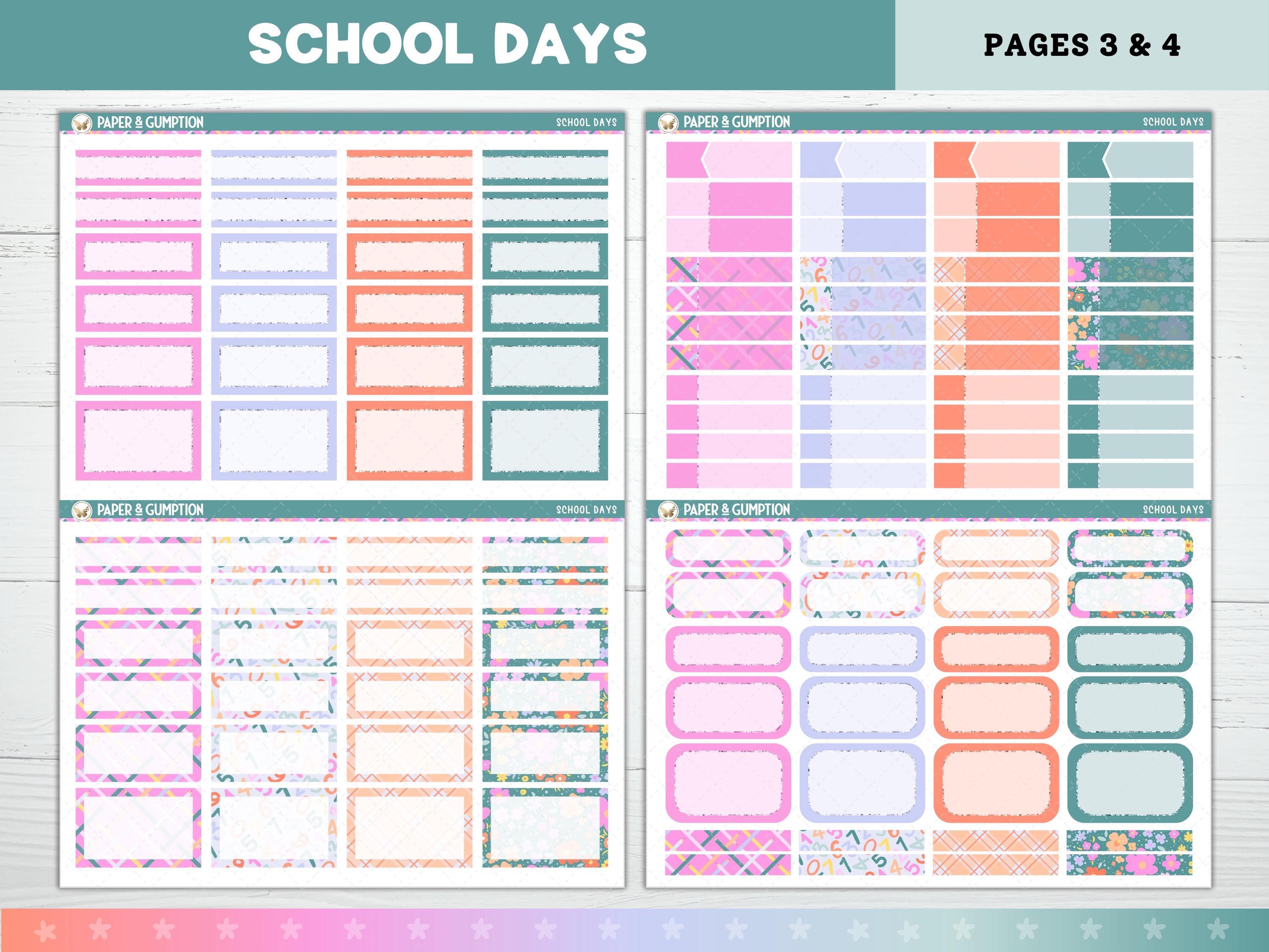 Printable Planner Stickers School Days Weekly Sticker Kit Erin Condren ...