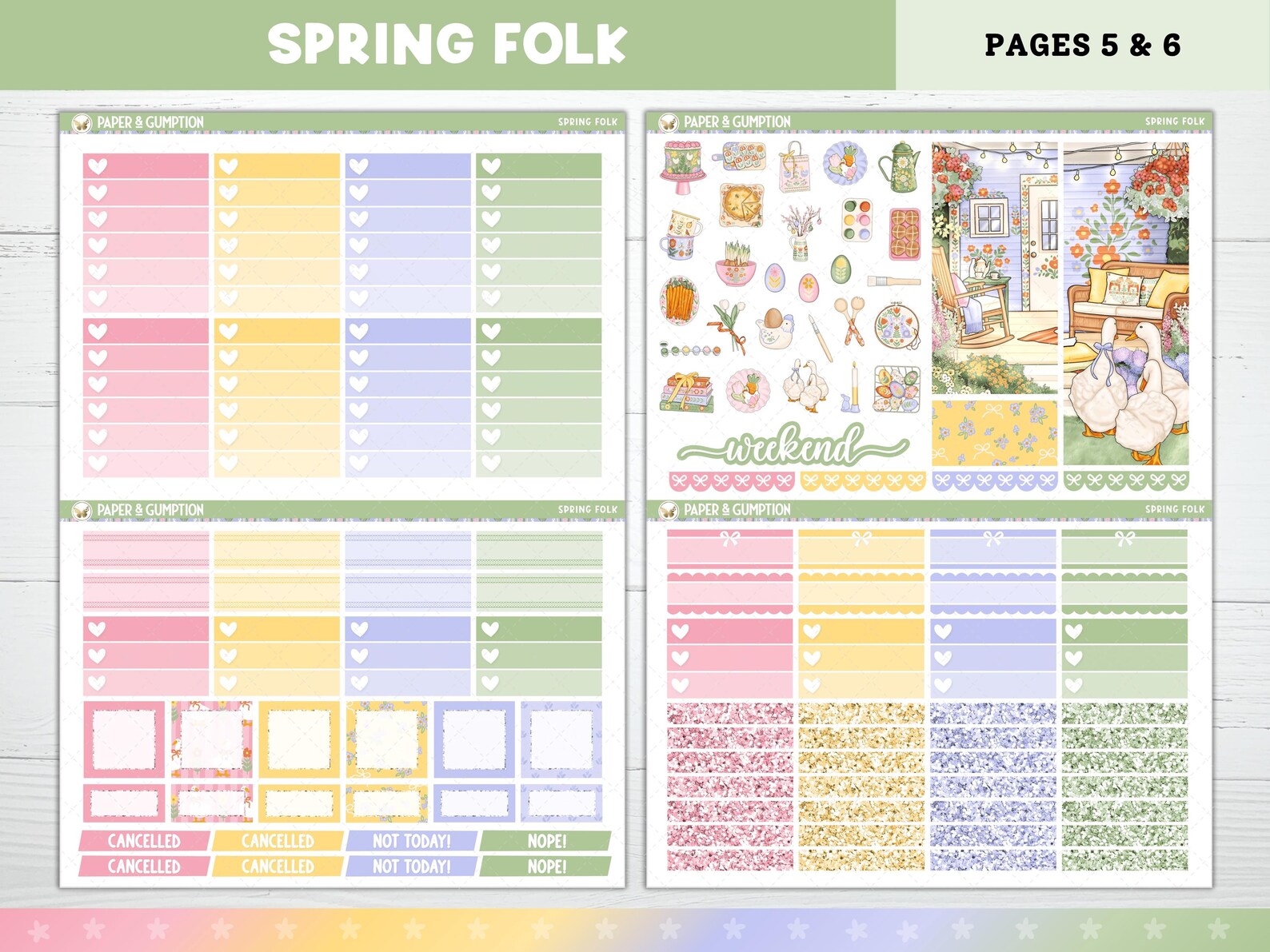 Spring Printable Planner Stickers, Spring Folk, Weekly Kit for Erin ...