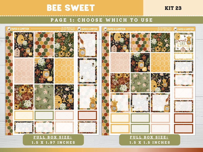 Printable Planner Stickers Bee Sweet Weekly Sticker Kit Erin Condren ...