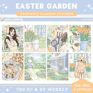 Spring Printable Planner Stickers Weekly Sticker Kit Summer Garden Erin Condren Vertical Sticker Kit Cutfile Cricut PNG Summer Stickers