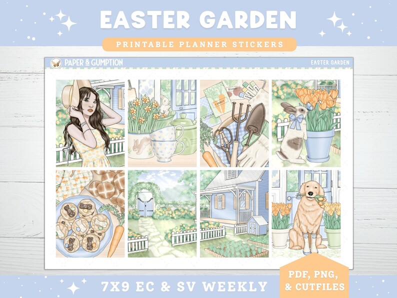 Spring Printable Planner Stickers Weekly Sticker Kit Summer Garden Erin ...