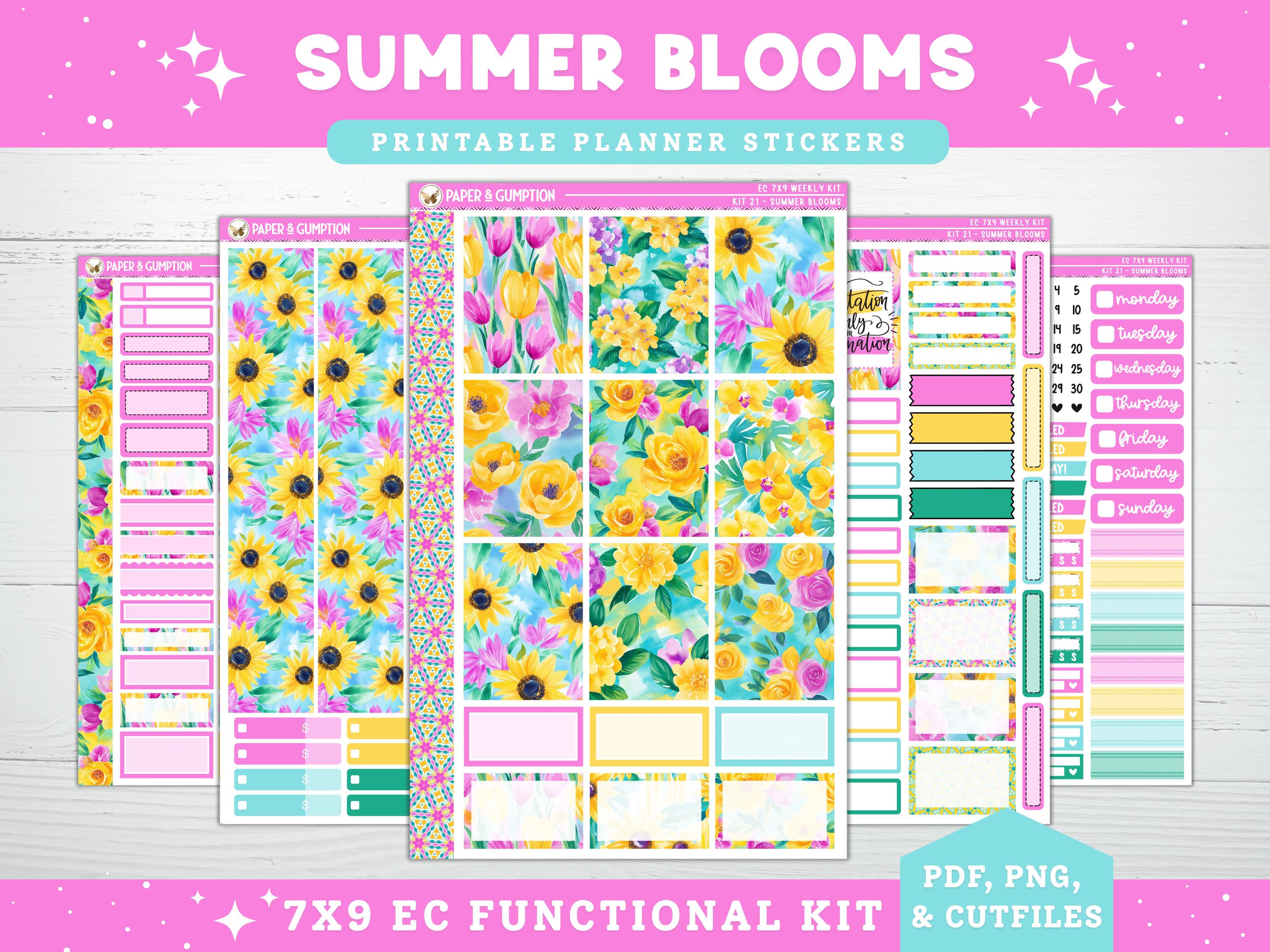 Printable Planner Stickers Summer Bloom Weekly Sticker Kit Erin Condren ...