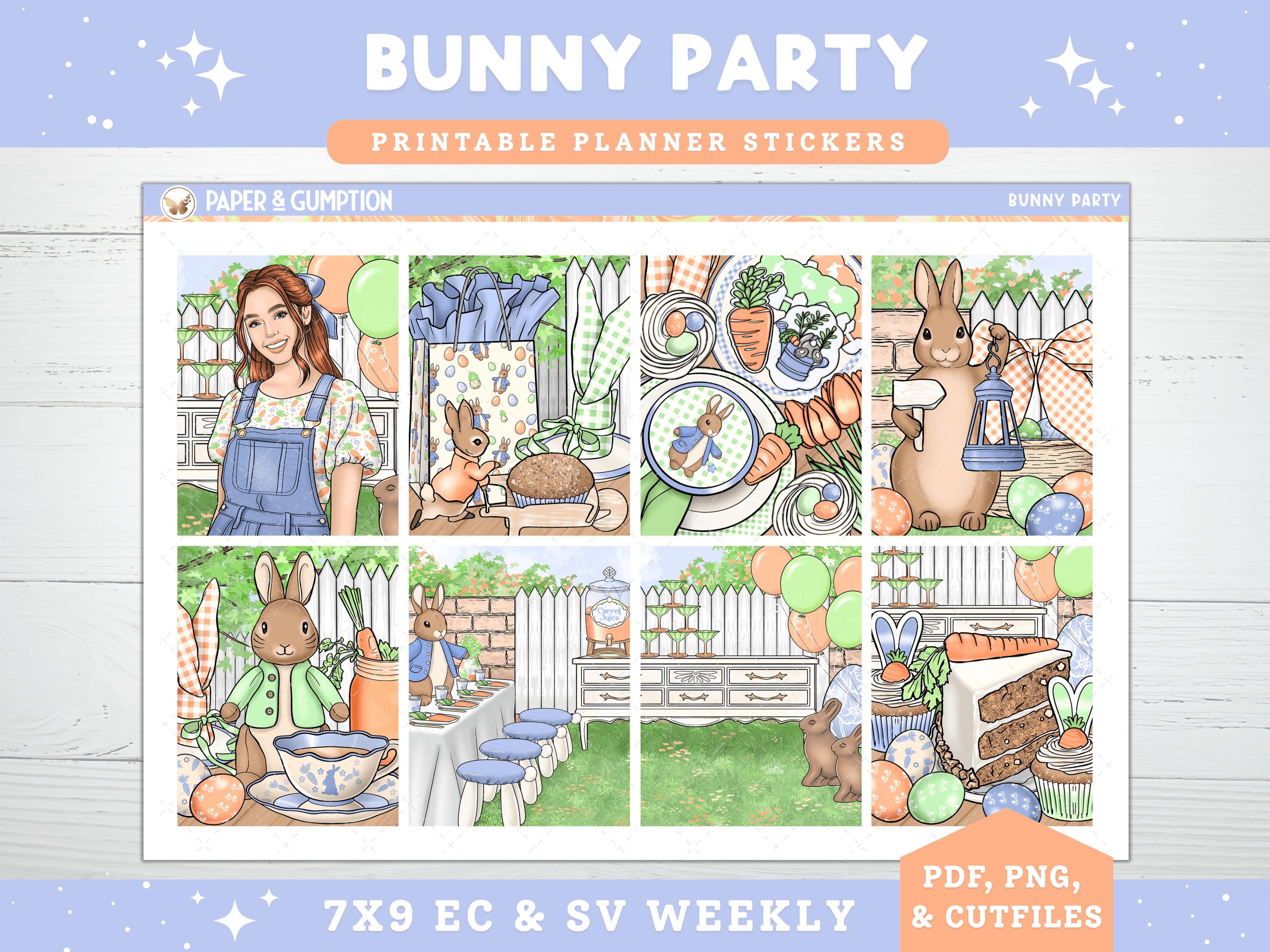 Easter Printable Planner Stickers, Bunny Party, Weekly Kit for Erin ...