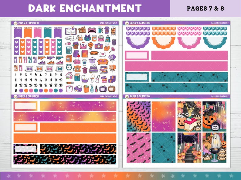 Printable Planner Stickers Dark Enchantment Weekly Sticker Kit Erin ...