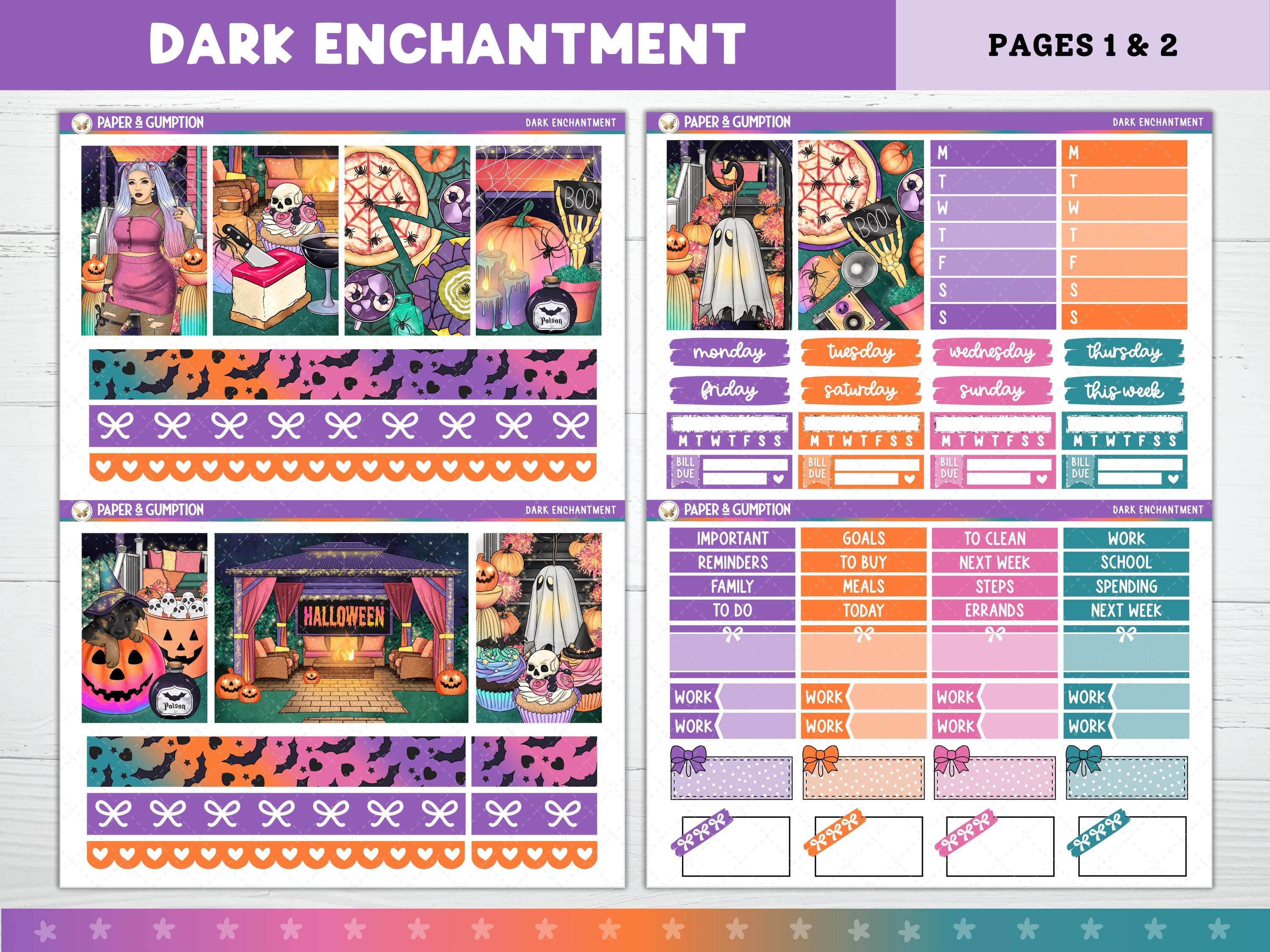 Printable Planner Stickers Dark Enchantment Stickers Weekly Sticker Kit ...