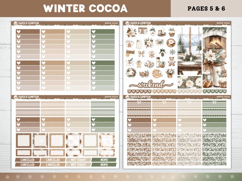 Winter Printable Planner Stickers, Winter Cocoa, Weekly Kit for Erin ...