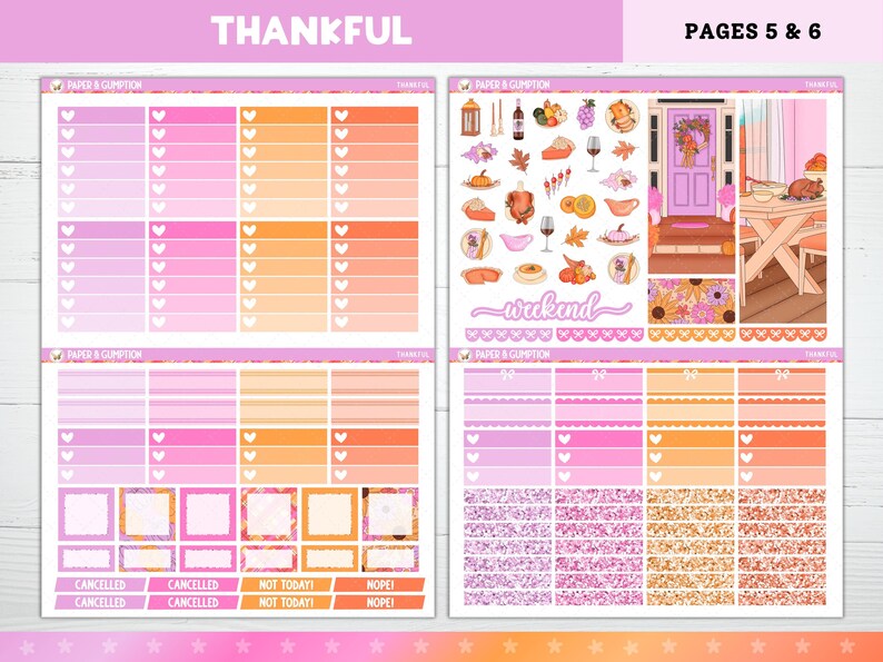 Thanksgiving Printable Planner Stickers, Thankful, November Weekly Kit ...