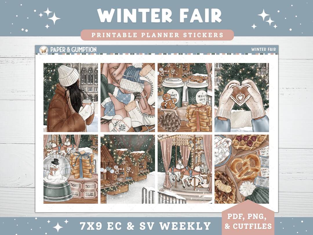 Winter Printable Planner Stickers, Winter Fair, Weekly Kit for Erin ...