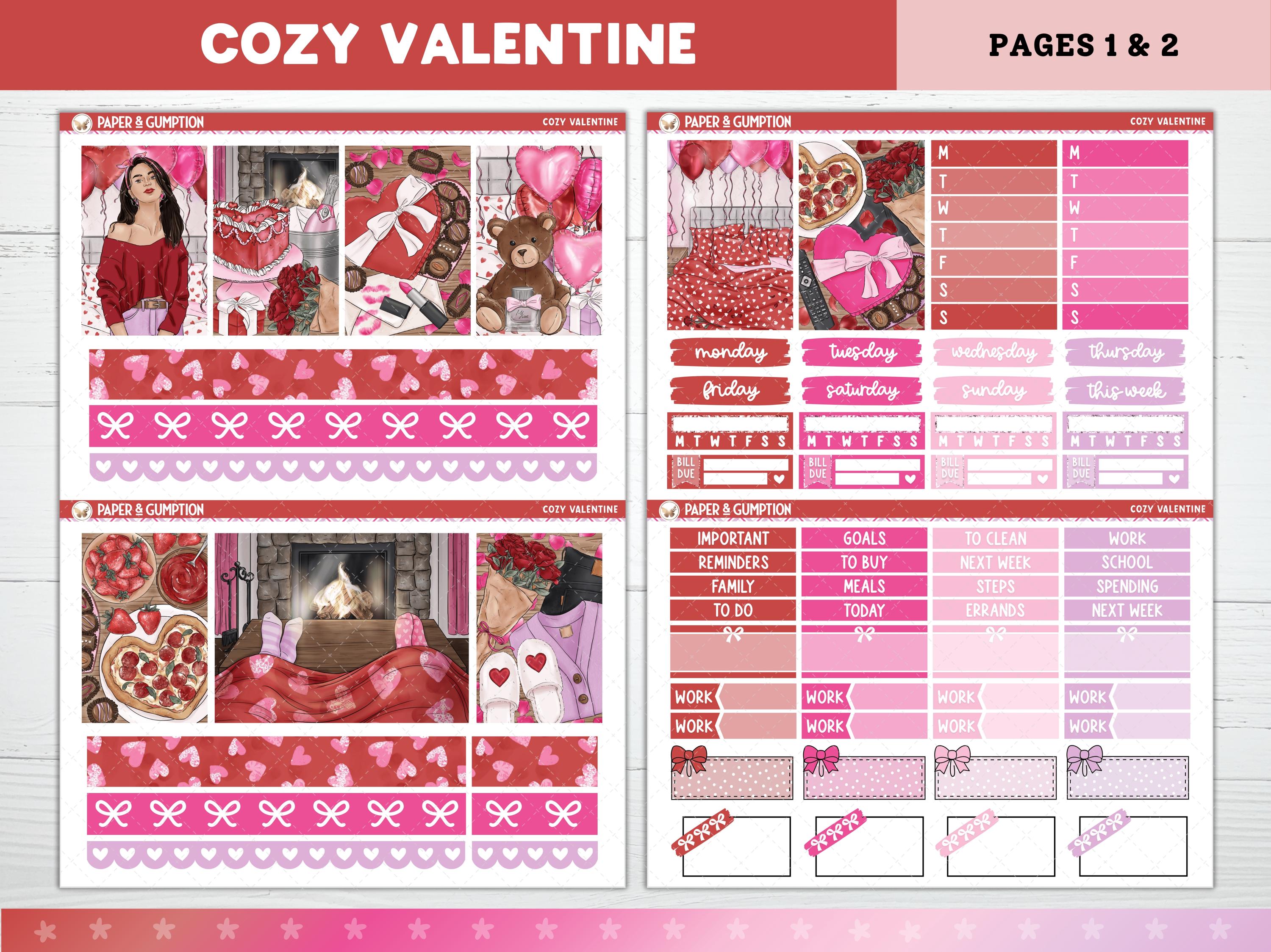 Valentines Day Printable Planner Stickers, Cozy Valentine Weekly Kit ...