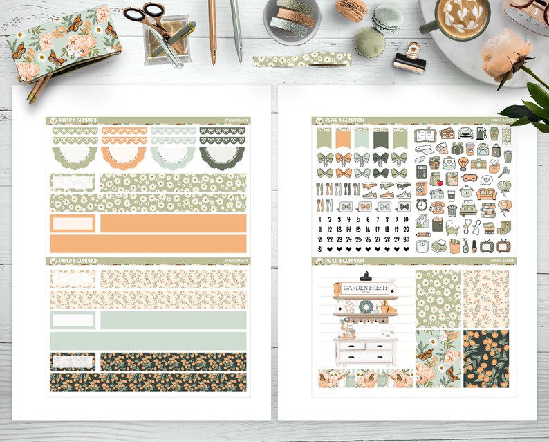 Spring Printable Planner Stickers Weekly Sticker Kit Spring Garden Erin ...