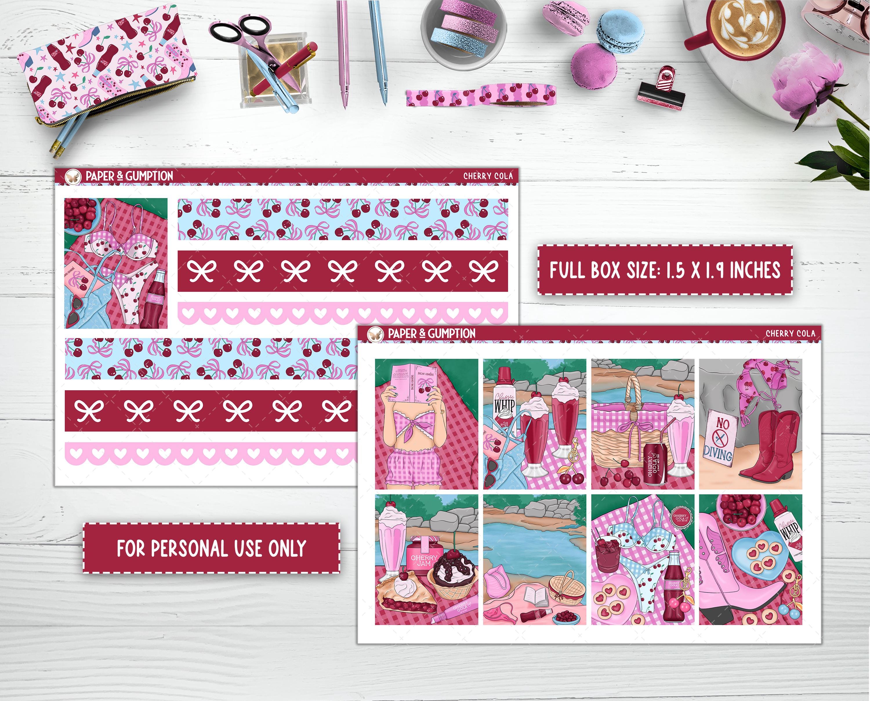 Printable Planner Stickers Cherry Cola Weekly Sticker Kit Erin Condren ...