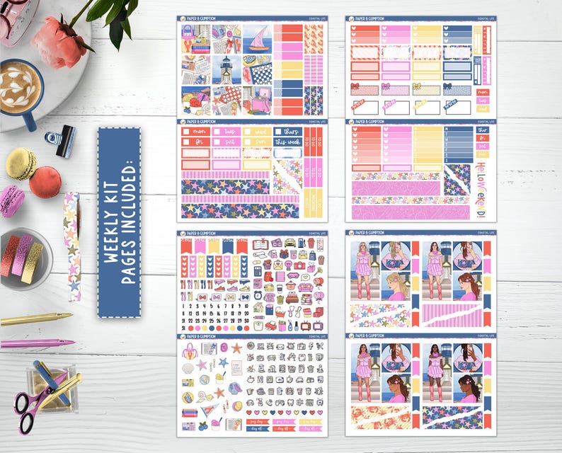 Printable Planner Stickers Coastal Life Hobonichi COUSIN Weekly ...