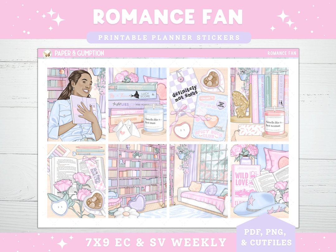 Printable Planner Stickers Weekly Sticker Kit Romance Fan Erin Condren ...