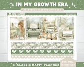 Printable Planner Stickers Classic Vertical Happy Planner Weekly Kit In My Growth Era PNG Cricut Cutfile Spring Floral Writer Books Planning