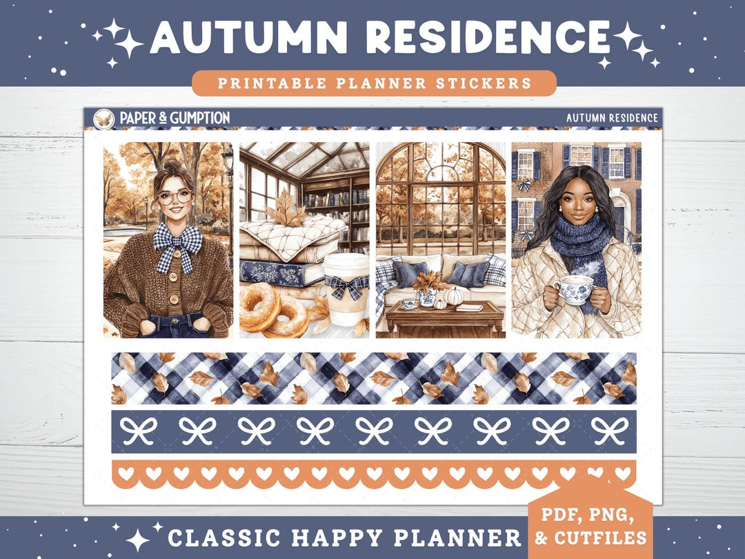Printable Planner Stickers Autumn Residence Weekly Sticker Kit Classic ...