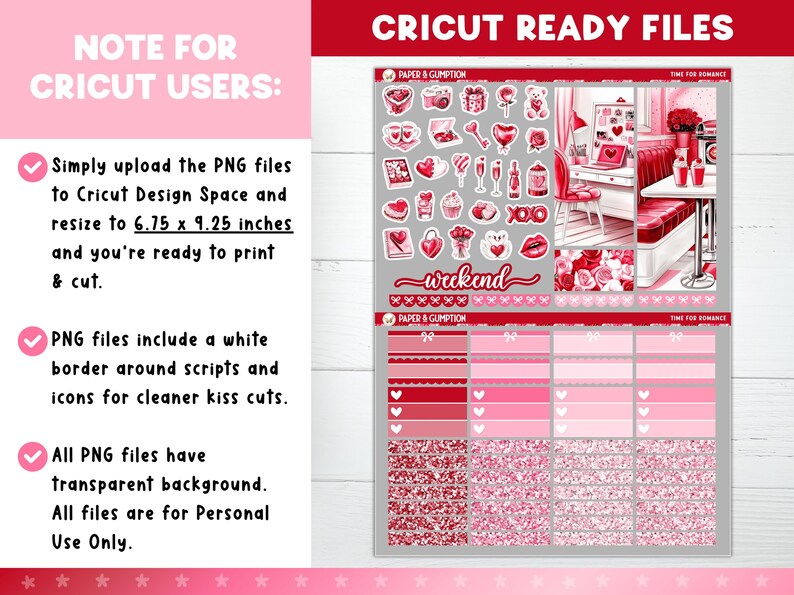Valentines Day Printable Planner Stickers, Time 4 Romance, Weekly Kit ...