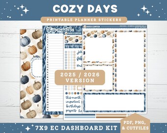 Agenda imprimable autocollants Erin Condren 2025/2026 7 x 9 novembre, tableau de bord mensuel et pages de notes, 29 livres sur le café automne automne imprimables