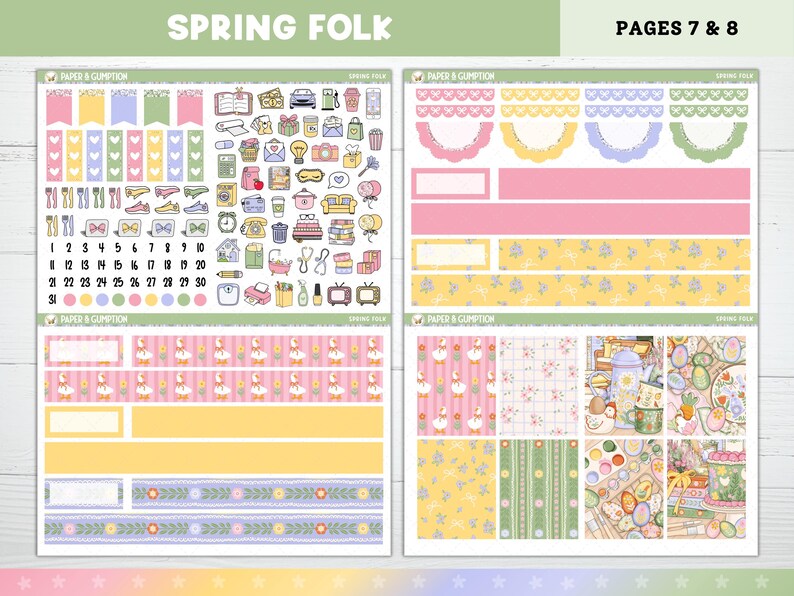 Spring Printable Planner Stickers, Spring Folk, Weekly Kit for Erin ...