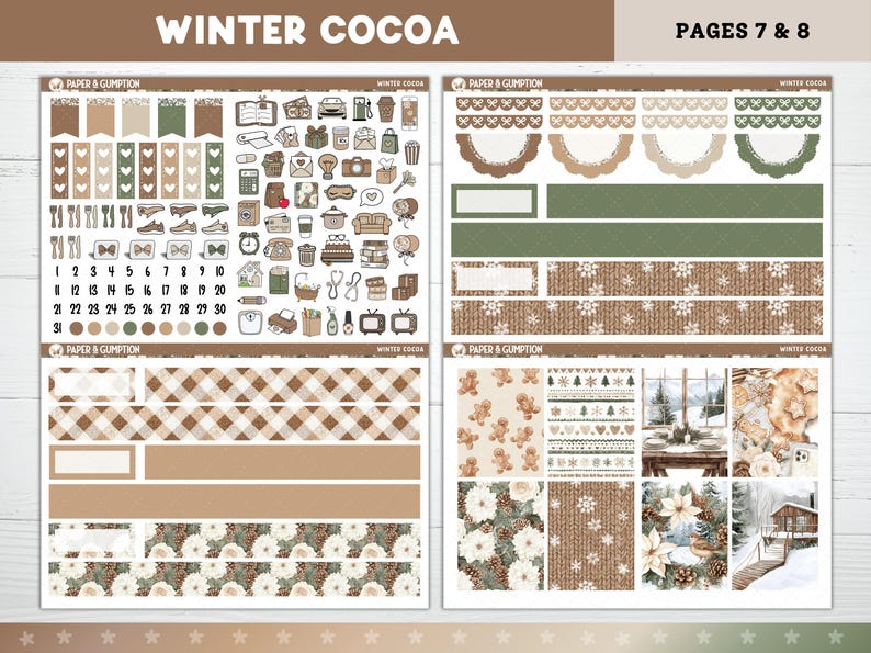Winter Printable Planner Stickers, Winter Cocoa, Weekly Kit for Erin ...