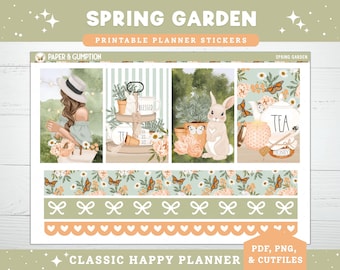 Afdrukbare planner stickers klassieke Happy Planner Weekly Kit Spring Garden Classic Happy Planner Weekly PNG Cricut Cutfile Easter Green Bunny