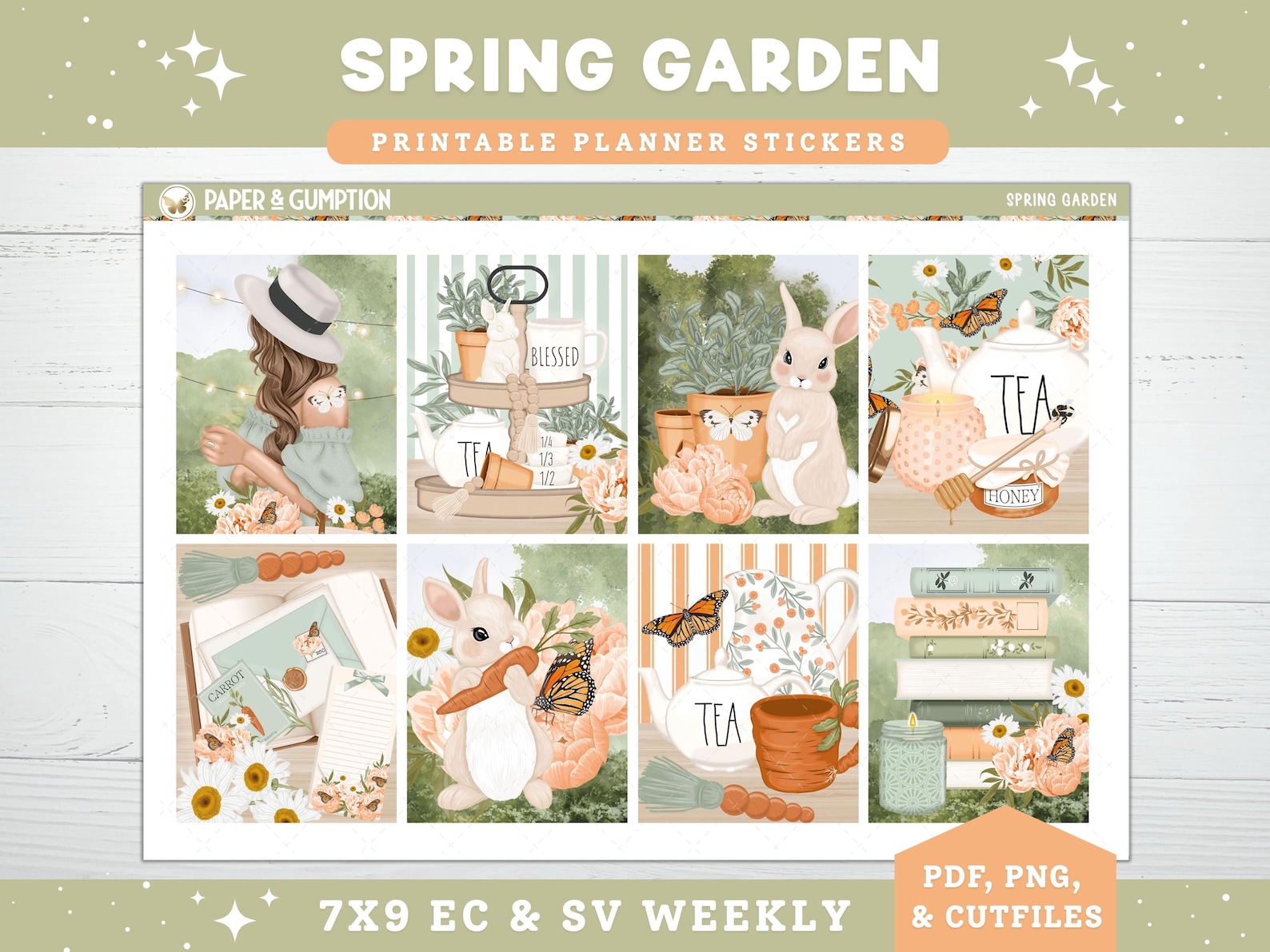 Spring Printable Planner Stickers Weekly Sticker Kit Spring Garden Erin ...