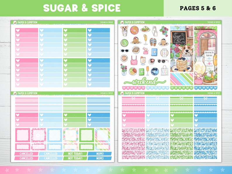 Spring Printable Planner Stickers, Sugar & Spice, Weekly Kit for Erin ...