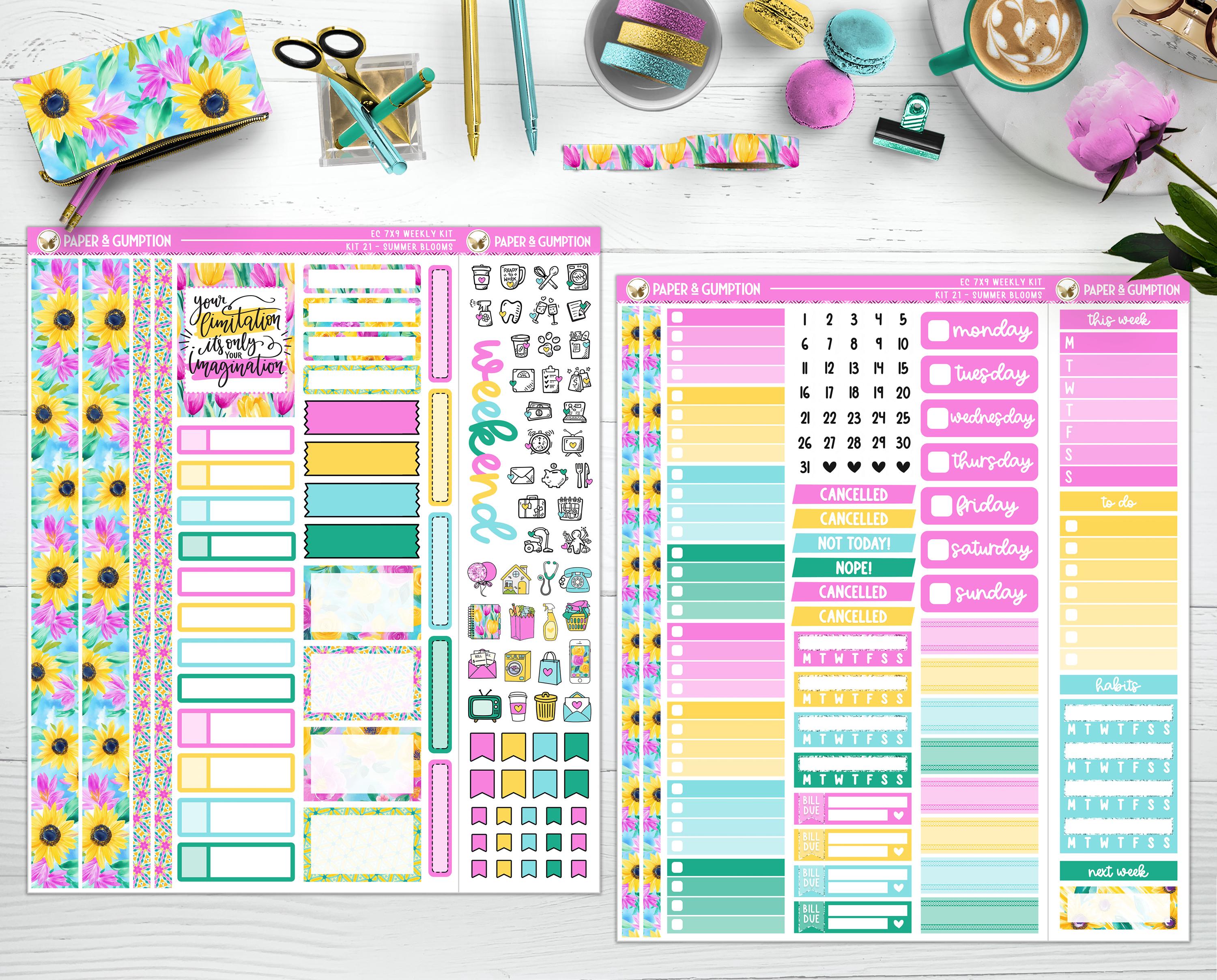 Printable Planner Stickers Summer Bloom Weekly Sticker Kit Erin Condren ...