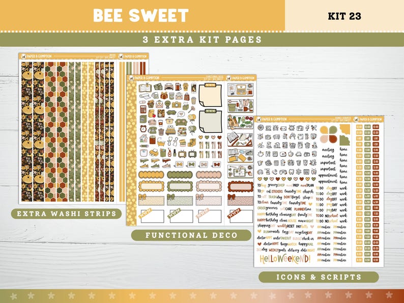 Printable Planner Stickers Bee Sweet Weekly Sticker Kit Erin Condren ...