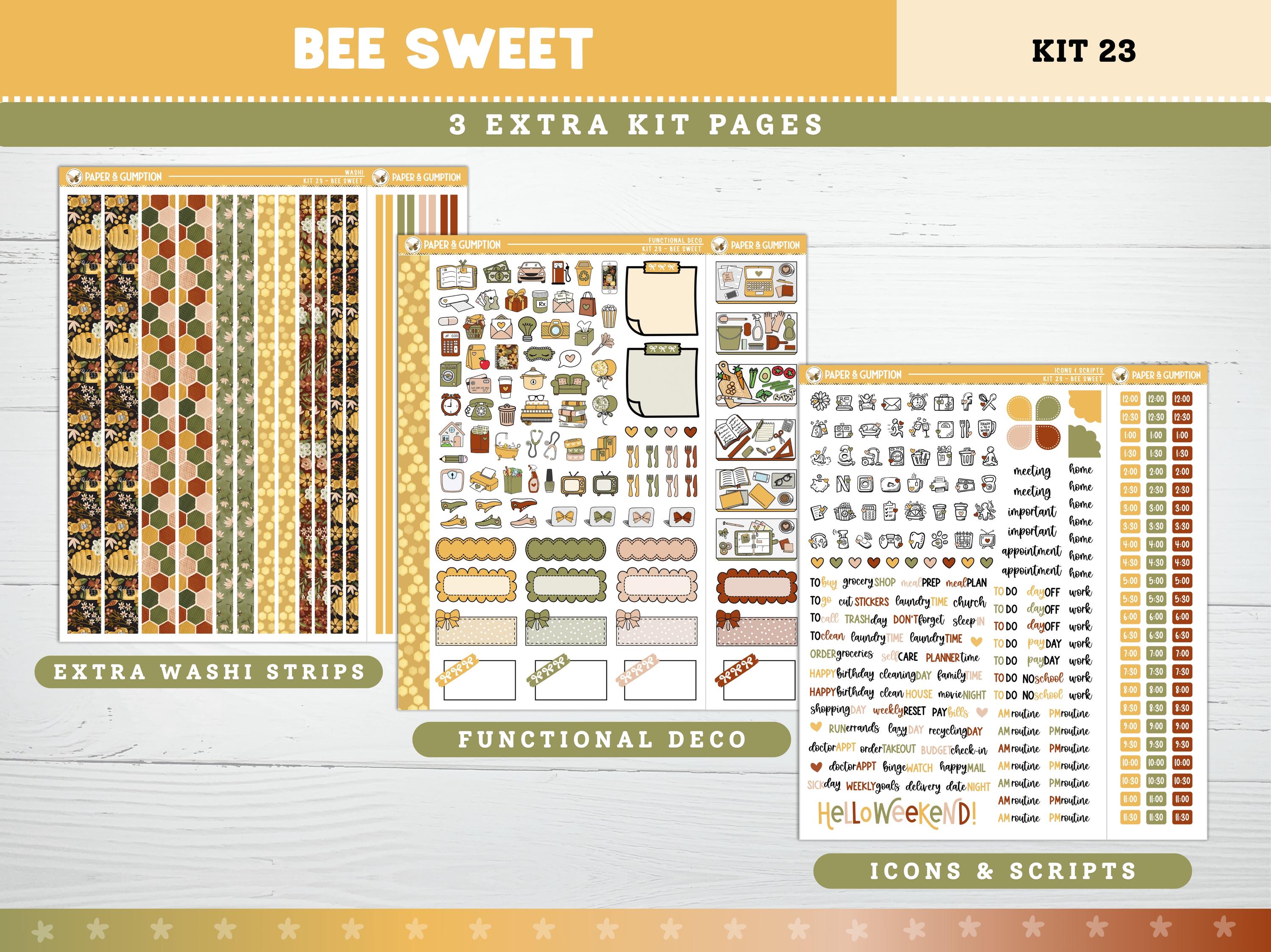 Printable Planner Stickers Bee Sweet Weekly Sticker Kit Erin Condren ...