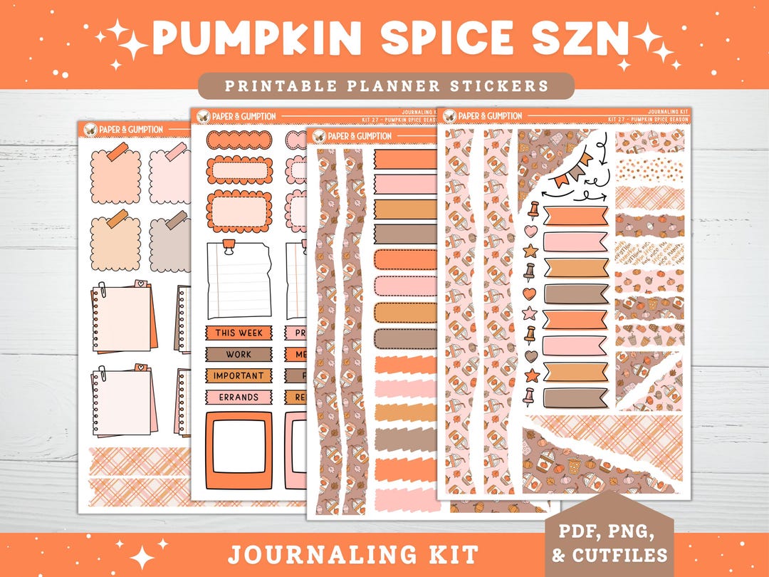 Printable Planner Stickers Pumpkin Spice SZN Journaling Sticker Sheets ...