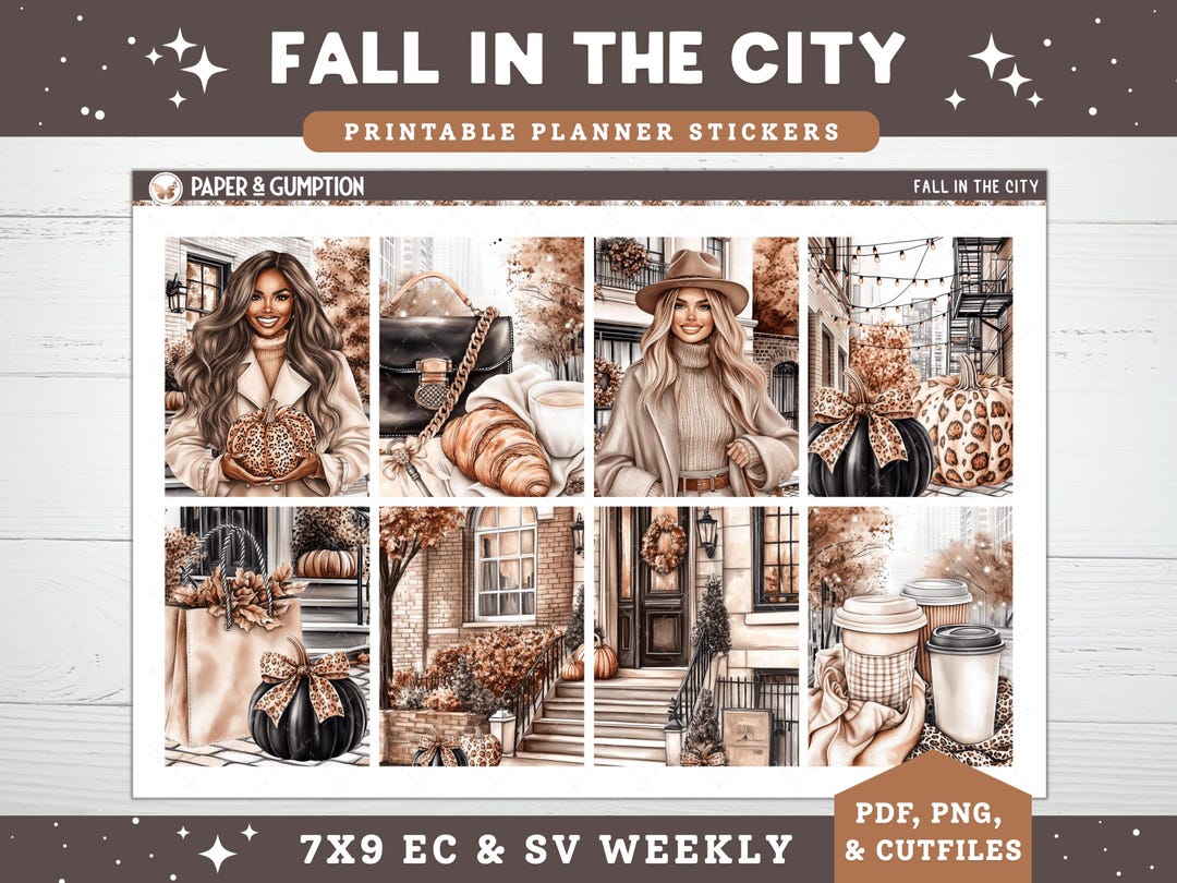 Printable Planner Stickers City Fall Weekly Sticker Kit Erin Condren ...