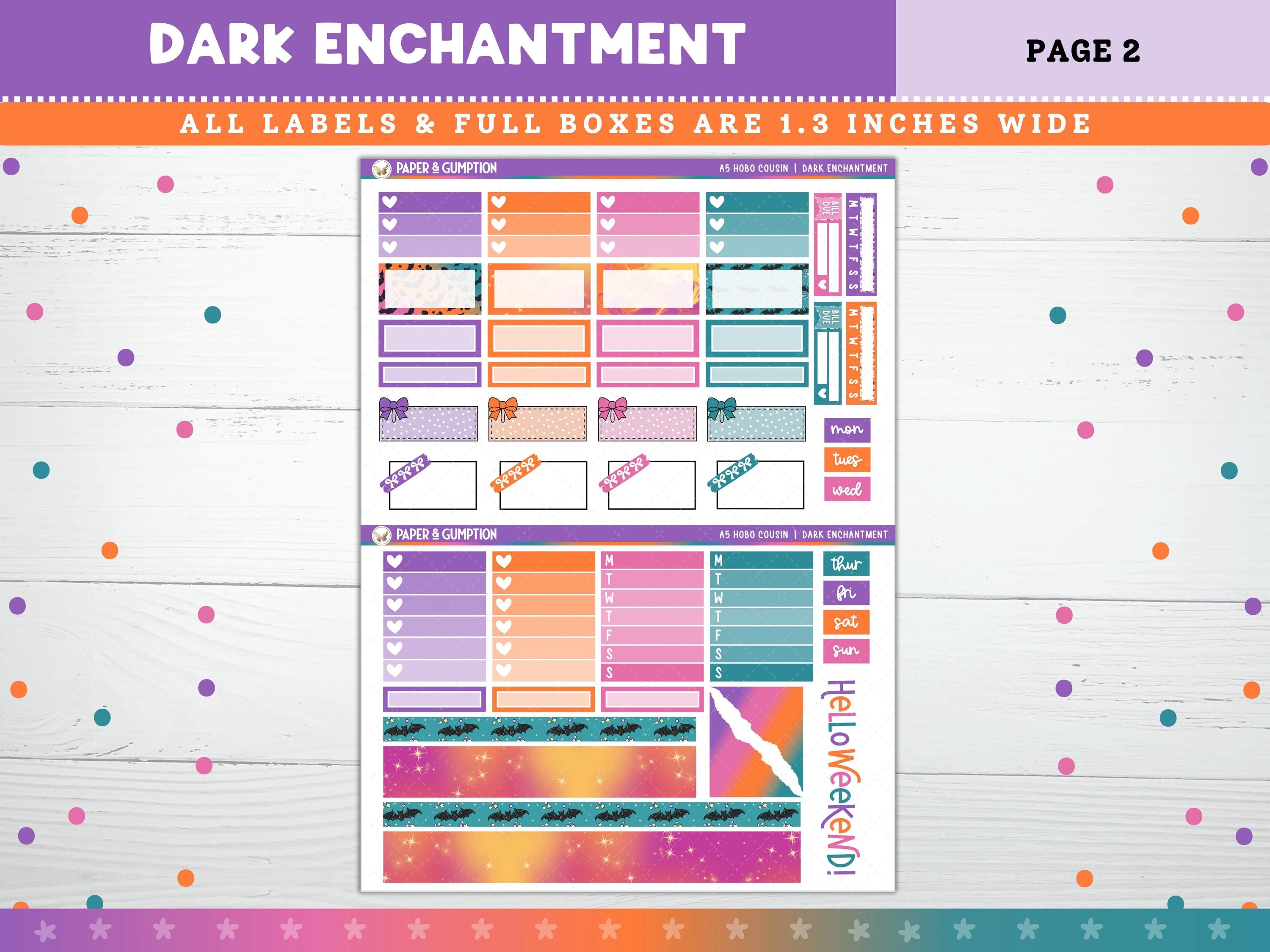 Printable Planner Stickers Dark Enchantment Hobonichi COUSIN Weekly ...