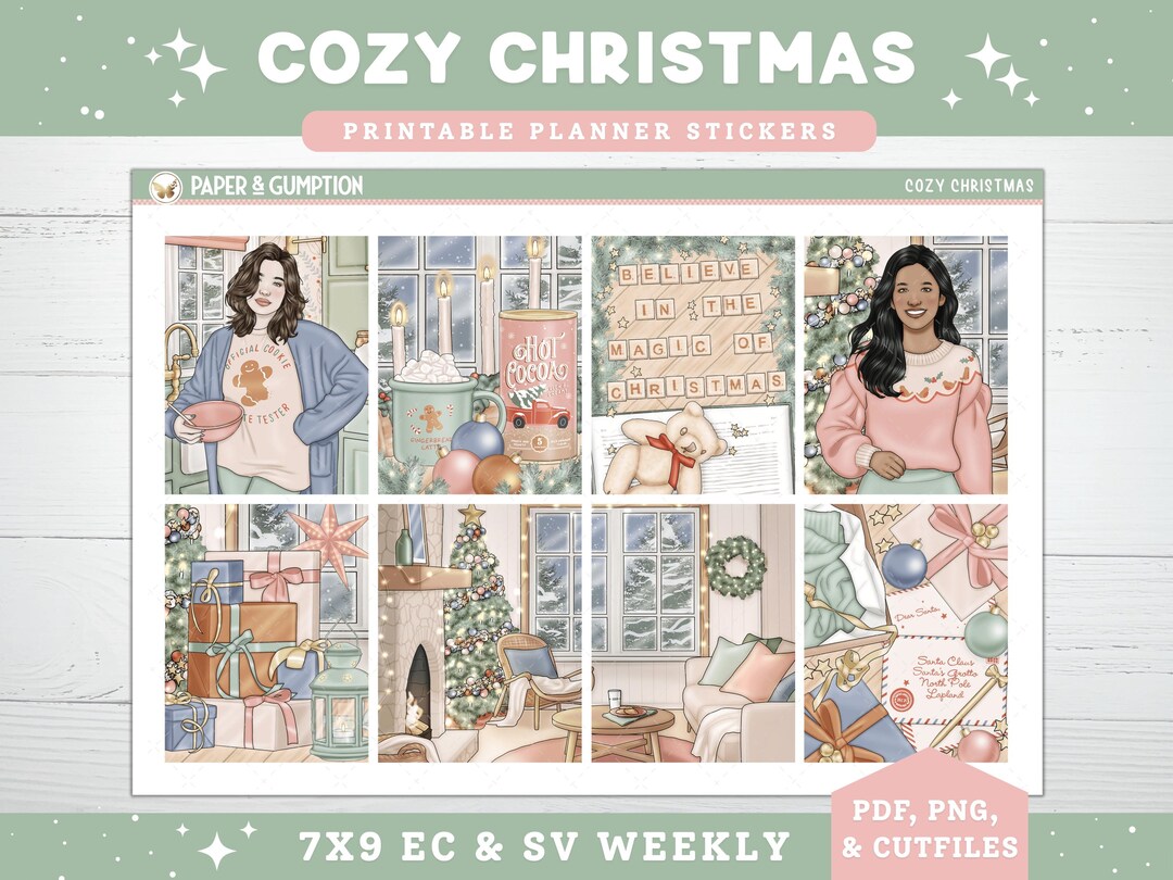 Christmas Printable Planner Stickers, Cozy Xmas, December Weekly Kit ...