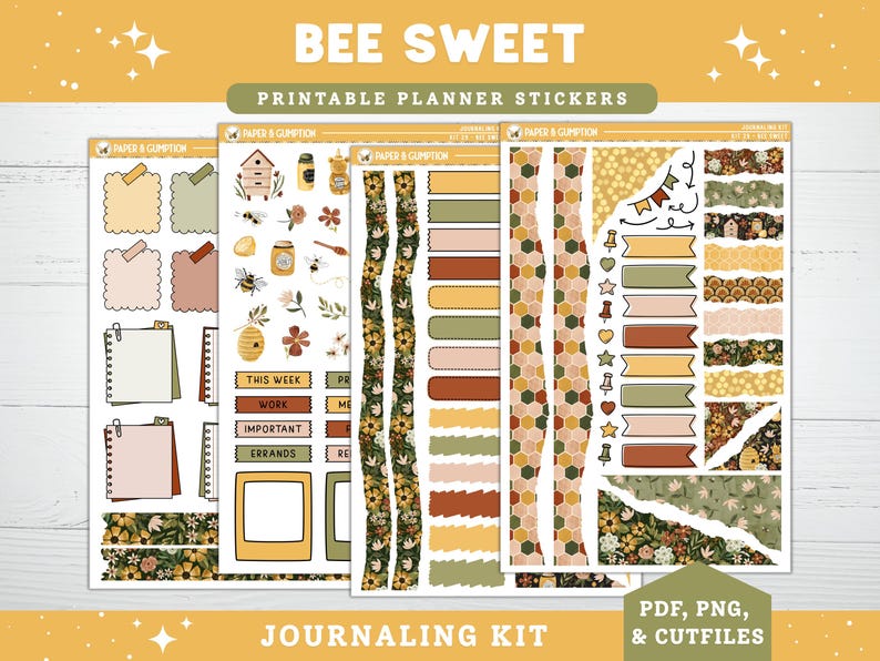 Printable Planner Stickers Bee Sweet Bullet Journal Sticker Sheets ...